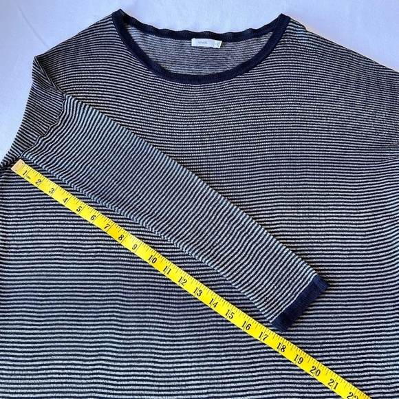 Vince linen blend lightweight long sleeve striped knit sweater - Picture 7 of 10